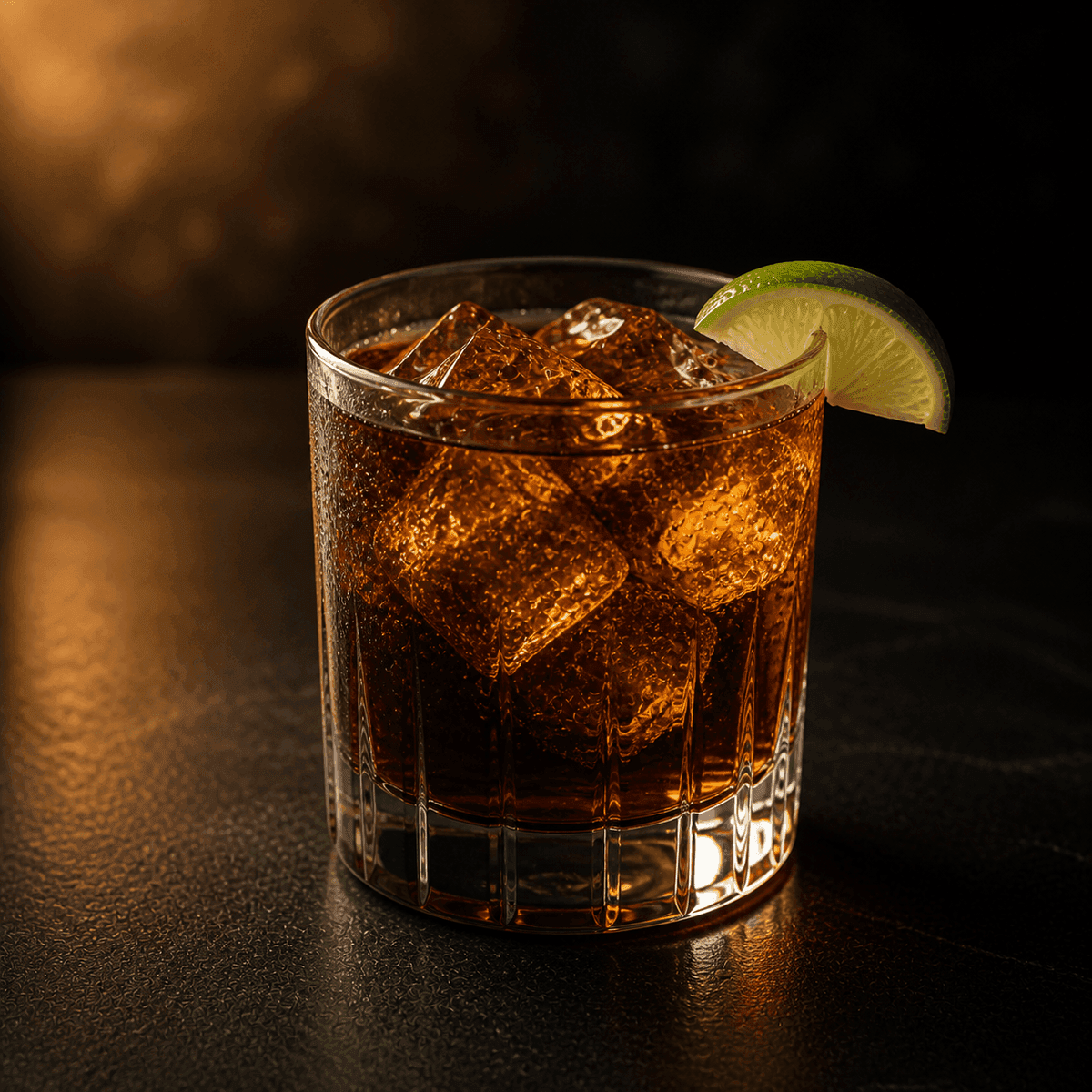 Amber cocktail served over ice