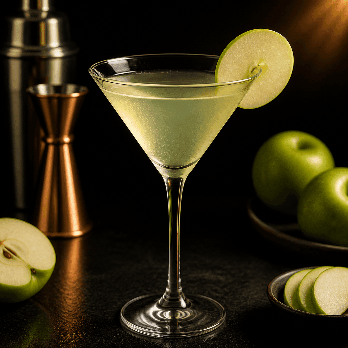 Apple martini with green hue