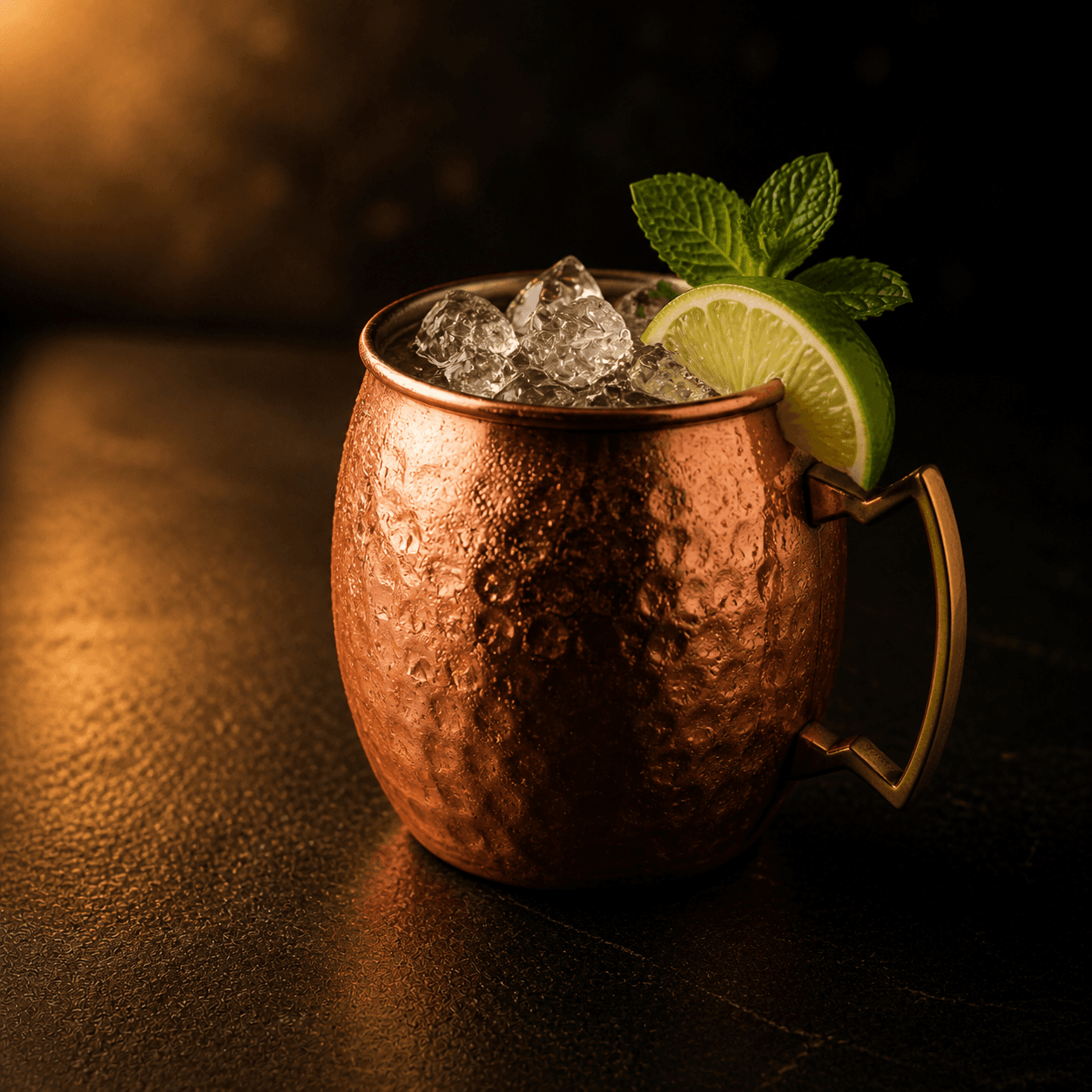 Moscow mule served in a copper mug